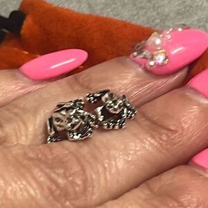 5th Lily Silver Stud Frog Earrings w/ Dustbag  NEW Cute Nature